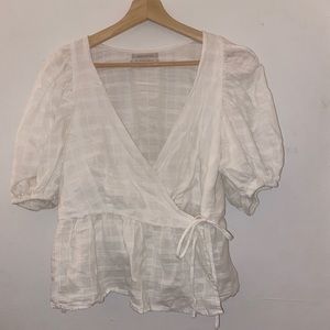 Urban Outfitters White Tie-Front Boho Chic Wrap Blouse